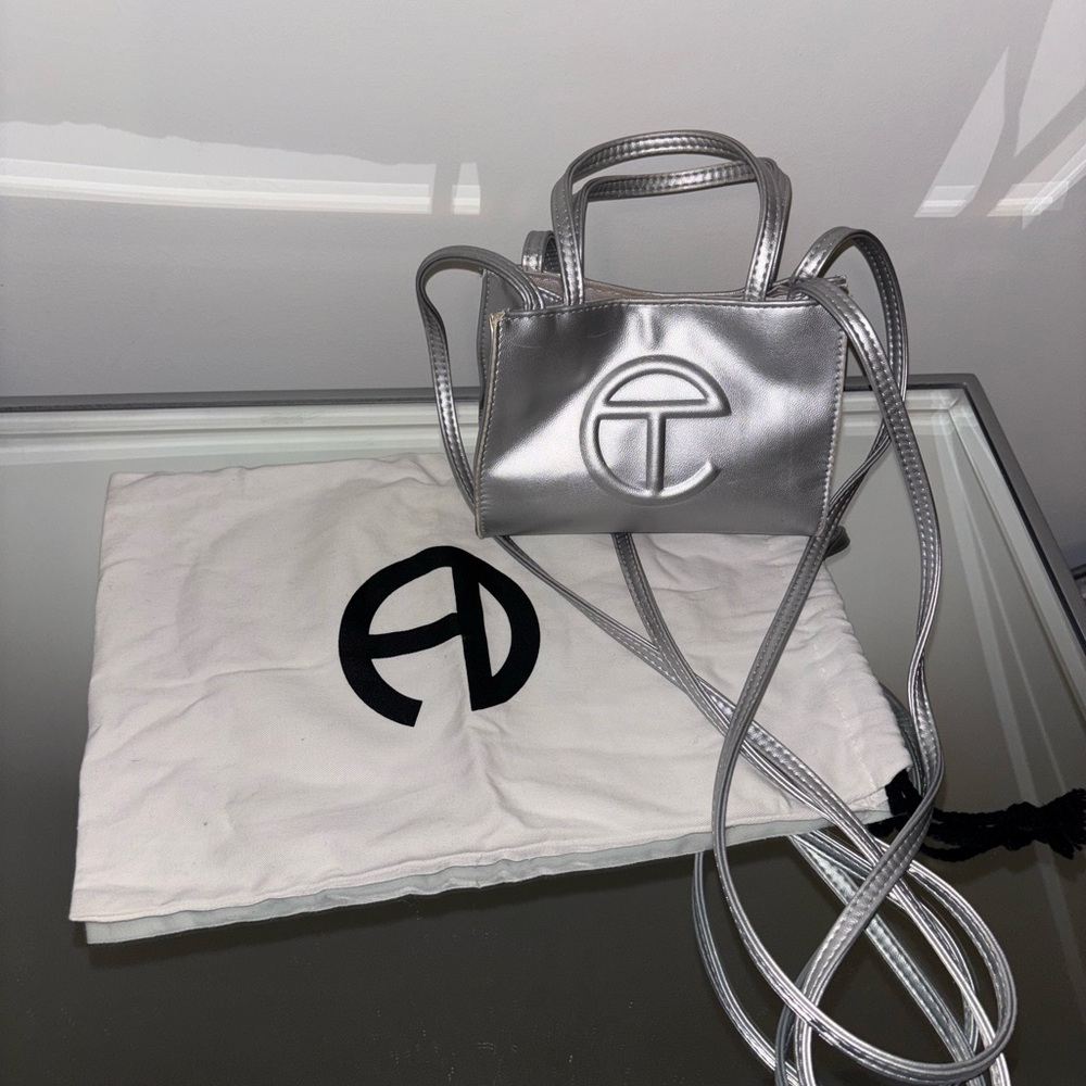 Telfar Silver Mini Bag with Reflective Finish